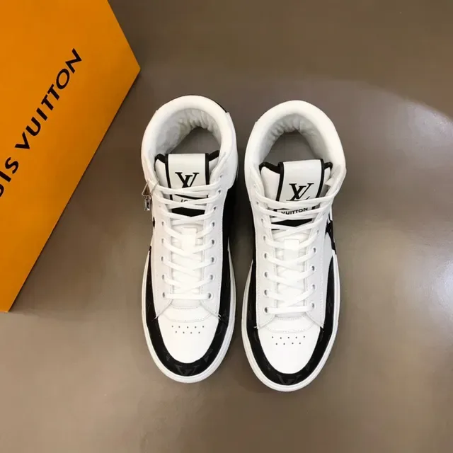 Louis Vuitton blanc noir high-top Monogram toile toe cap sneakers lifestyle 9