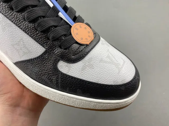 Louis Vuitton White Black Monogram Canvas Leather Overlays Lifestyle Sneakers 2