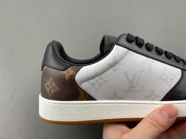 Louis Vuitton White Black Monogram Canvas Leather Overlays Lifestyle Sneakers 3