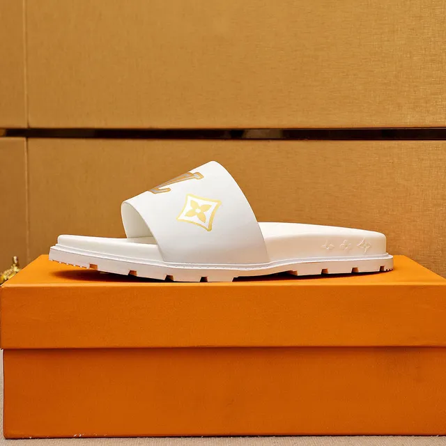 Louis Vuitton White Gold Monogram Slide Slippers 5