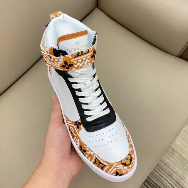 Louis Vuitton White Orange High-Top Monogram-Print Lifestyle Sneakers 3