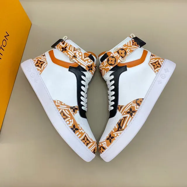 Louis Vuitton White Orange High-Top Monogram-Print Lifestyle Sneakers 7