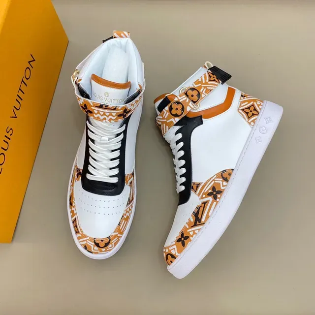 Louis Vuitton White Orange High-Top Monogram-Print Lifestyle Sneakers 8
