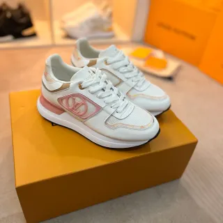 Louis Vuitton tênis lifestyle branco e rosa de cano baixo com painéis de malha e couro