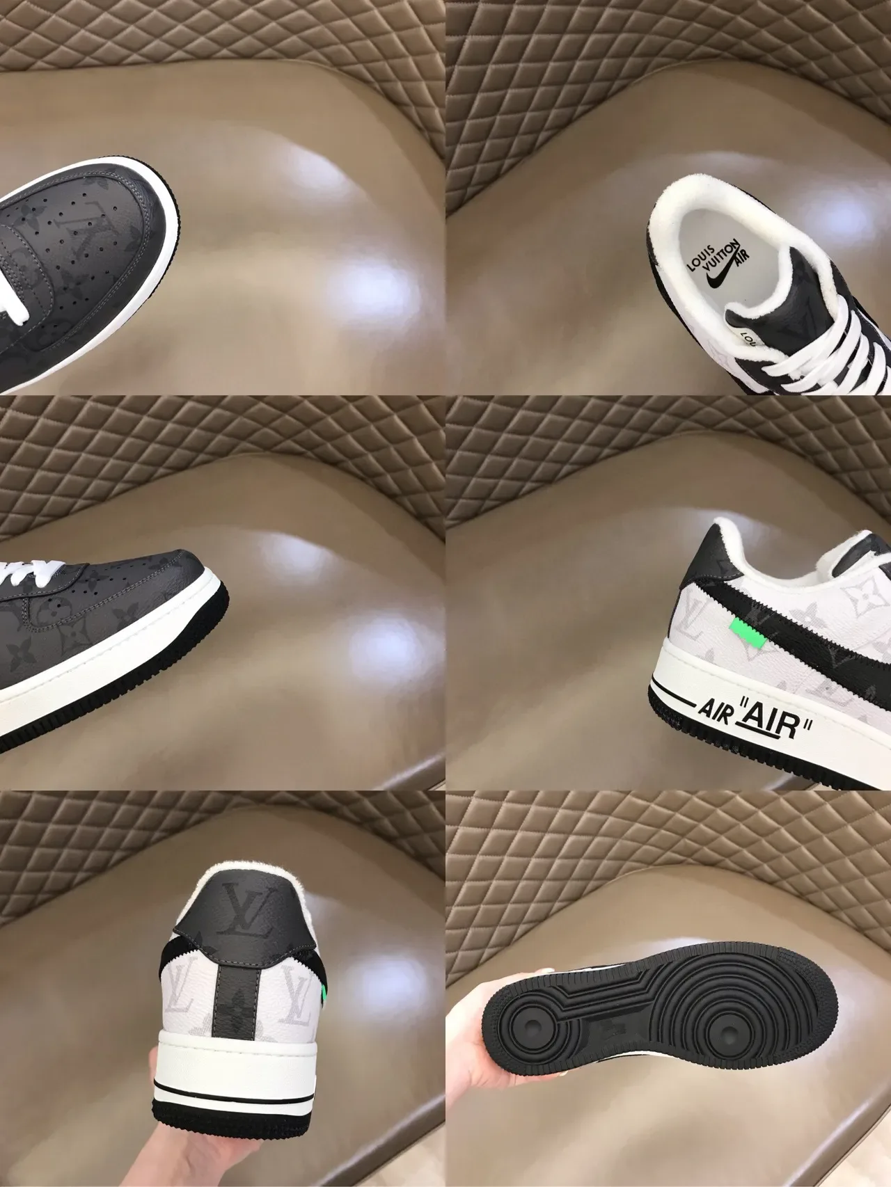 Louis Vuitton x Nike Air Force 1 काली और सफेद मोनोग्राम लाइफस्टाइल स्नीकर 2