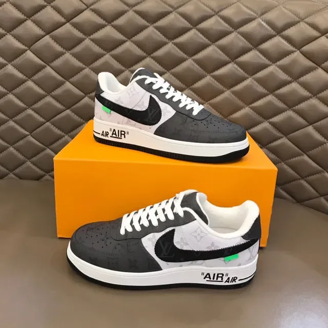 Louis Vuitton x Nike Air Force 1 काली और सफेद मोनोग्राम लाइफस्टाइल स्नीकर 8