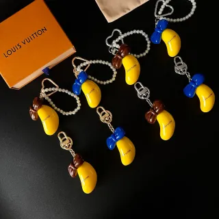 Louis Vuitton Yellow Blue Banana-Shaped Resin Charms Satin-Finish Bows Jewelry