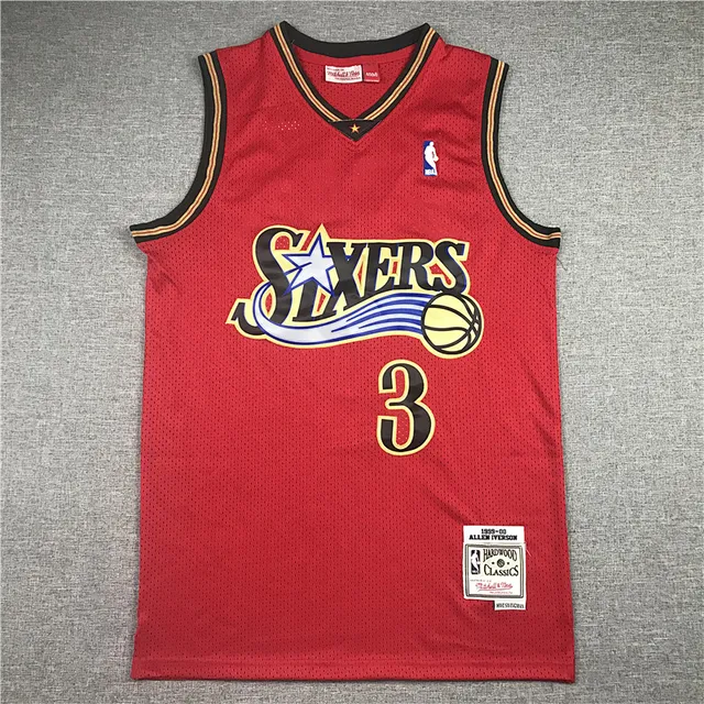 Mitchell & Ness 1999–00 Allen Iverson Hardwood Classics Maillot rouge noir en maille 2