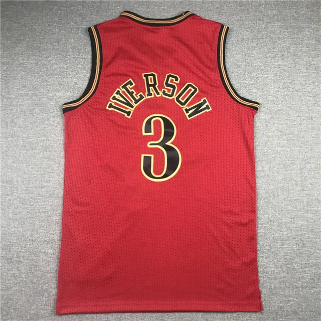 Mitchell & Ness 1999–00 Allen Iverson Hardwood Classics Maillot rouge noir en maille 3