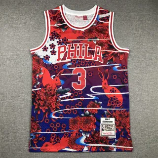 Mitchell & Ness Hardwood Classics 1996-97 Allen Iverson Red Purple Floral Rabbit Jersey