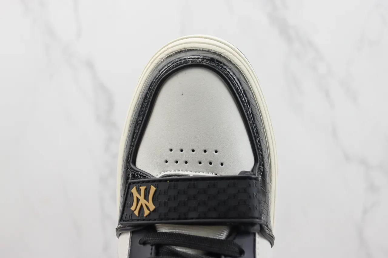 Mitchell & Ness 黑金鳄鱼压纹皮革 白色侧边 厚底鞋 6