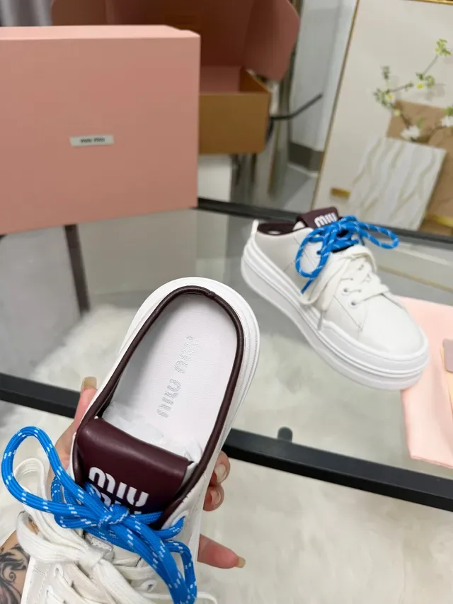 Miu Miu Wander 白蓝平台鞋底 双色鞋带 生活式运动鞋 3