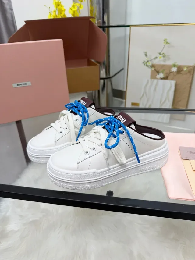 Miu Miu Wander 白蓝平台鞋底 双色鞋带 生活式运动鞋 4
