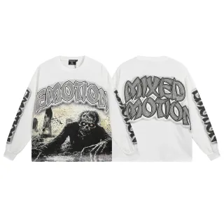 Mixed Emotion Emotion Mixed Motion Graphic Print Oversized Long-Sleeve T-Shirt