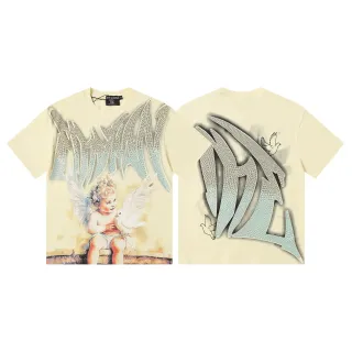 Mixed Emotion Graphic Print Cherub and Dove Oversized T-Shirt