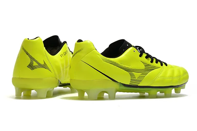 Mizuno Morelia Yellow Black নিম্ন-কাট সিন্থেটিক চামড়া উপর ফার্ম-গ্রাউন্ড সকার জুতা 15