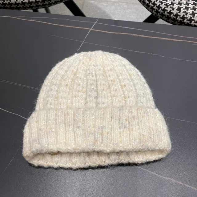 Moncler বেইজ বহুরঙা রিবড বোনা ভাঁজ কাফ বিনি 5