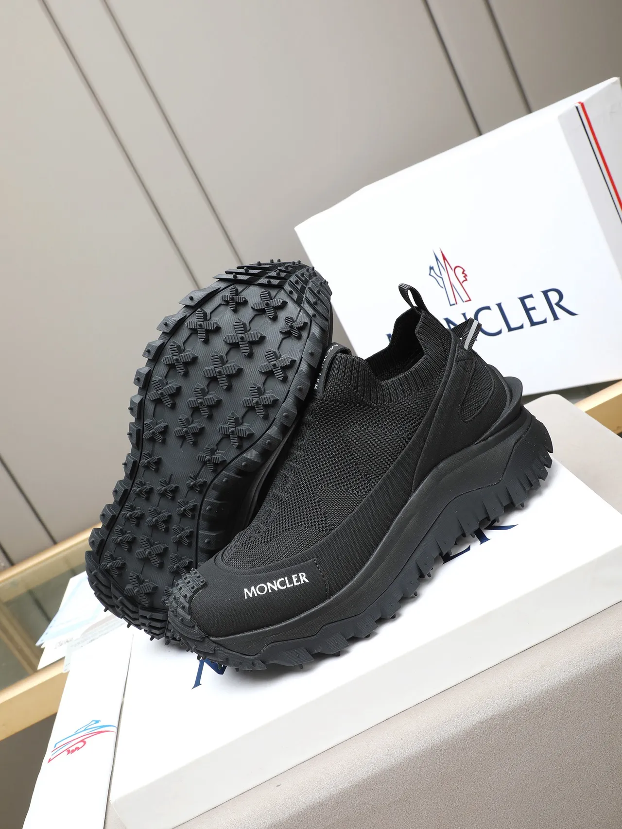 Moncler কালো সক-ফিট স্লিপ-অন স্নীকার 4
