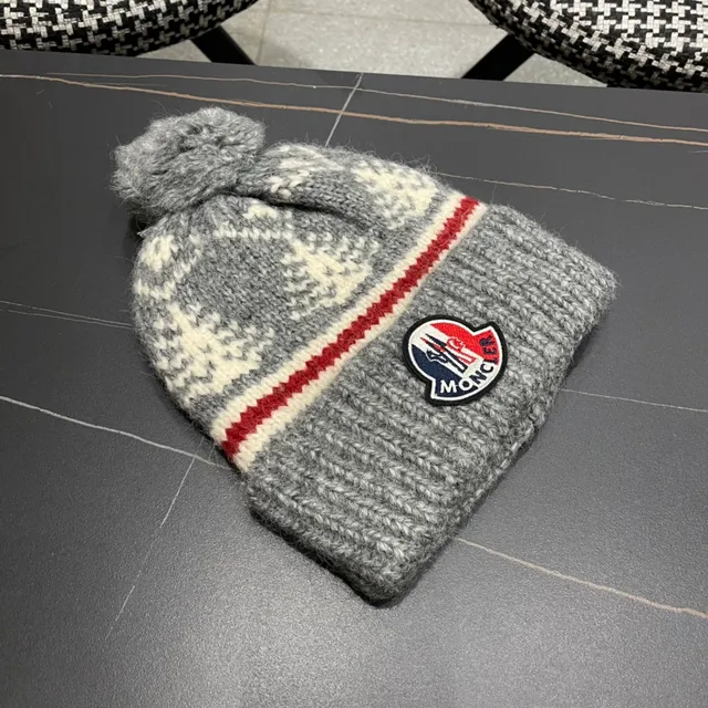Moncler Tricoté côtelé Gris Heather Beanie 6