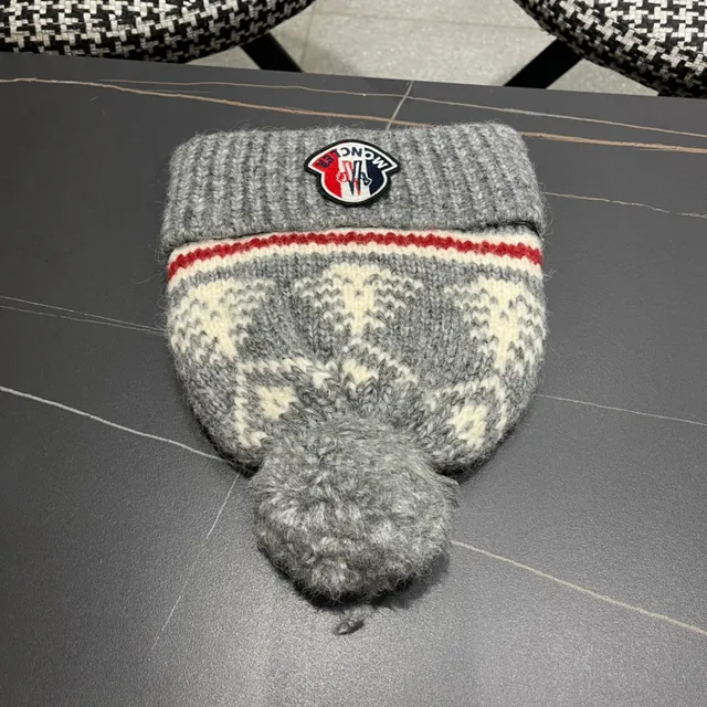 Moncler Tricoté côtelé Gris Heather Beanie 7
