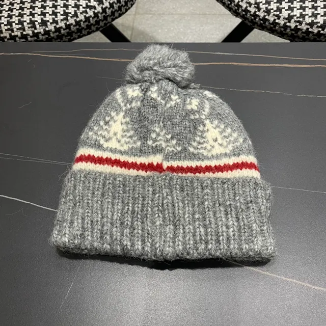 Moncler Tricoté côtelé Gris Heather Beanie 8