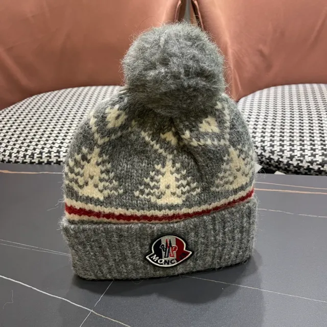 Moncler Tricoté côtelé Gris Heather Beanie 10
