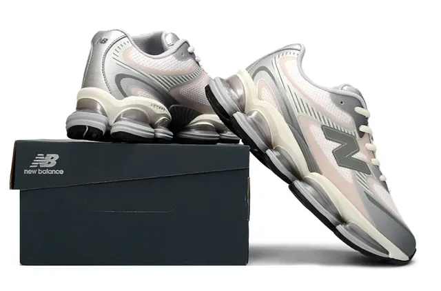 New Balance 9060 Pastel Pink Gray Lifestyle Sneakers 6