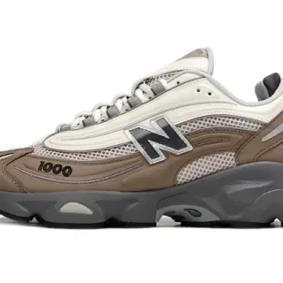 New Balance बेज ग्रे लेयर्ड मेश और सिंथेटिक अपर मल्टी डेंसिटी मिडसोल चंकी स्नीकर