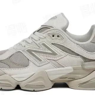 New Balance भूरा मिडसोल मिक्स्ड मटेरियल अपर चंकी स्नीकर