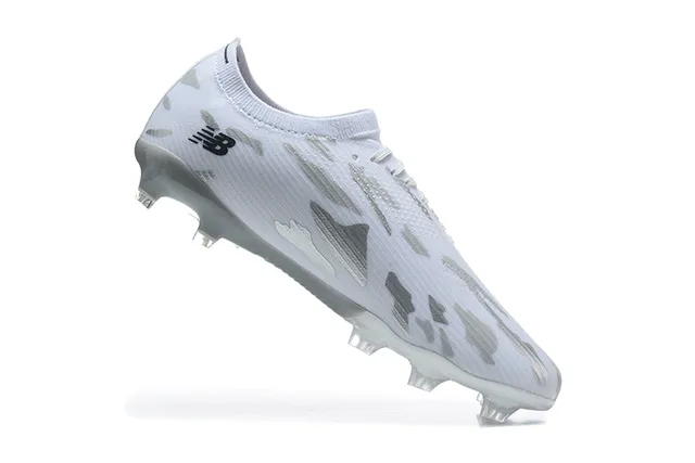 New Balance Furon Blanc Gris Coupe-Basse Collet Ajusté à la Chaussure Terrain Ferme Chaussures de Football 3