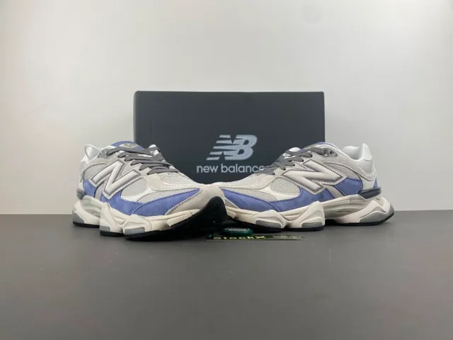 New Balance أحذية رياضية رمادية وزرقاء بتصميم شبكي ومخمل مع طبقة زائدة كثيفة 13