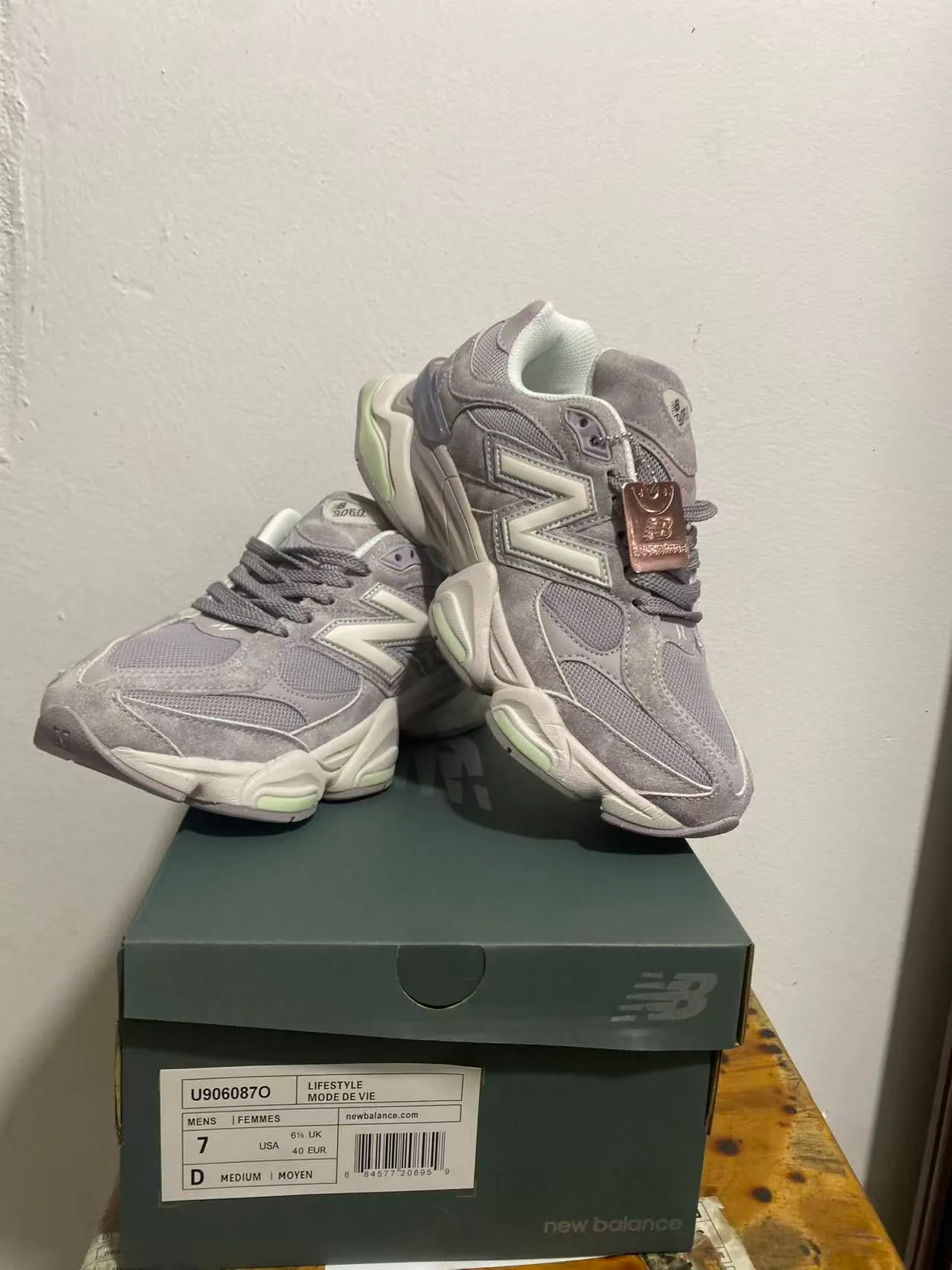 New Balance Gris Vert Sémelle Intermédiaire En Daim Et Maille Supérieure Chunky Sneakers 2
