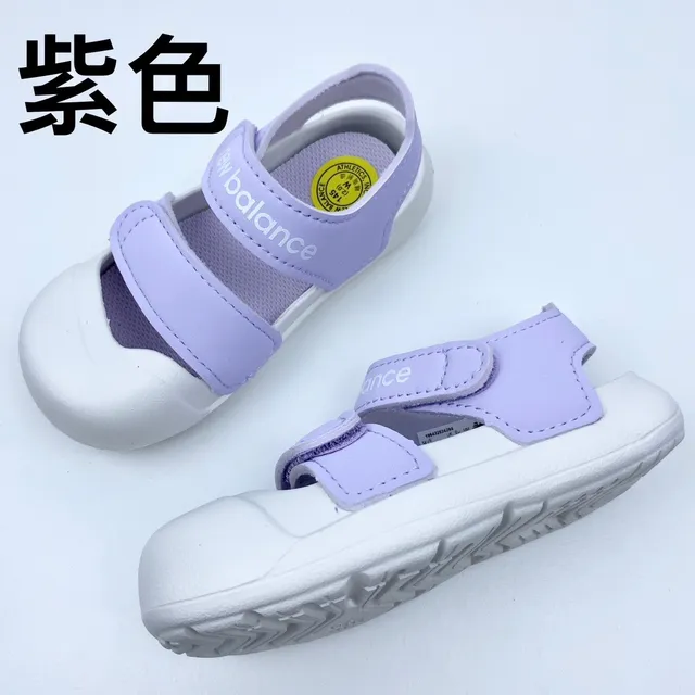 New Balance صندل كاجوال أرجواني أبيض مع حزامين فيلكرو إغلاق غطاء إبهام مدور 3