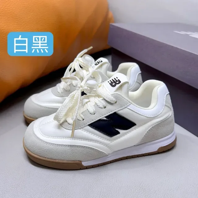 New Balance أبيض أسود ريترو رنر سيلويت سويد وطبقة صناعية أسلوب حياة حذاء رياضي 5