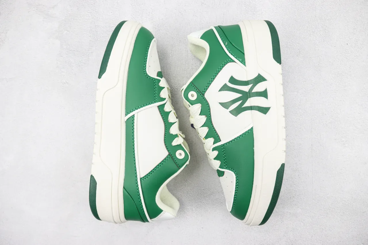 New Era Verde Blanco Suela Plataforma Cuero con Paneles Zapatillas Lifestyle 2