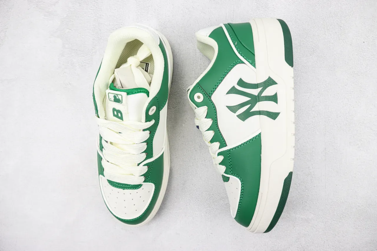 New Era Verde Blanco Suela Plataforma Cuero con Paneles Zapatillas Lifestyle 3