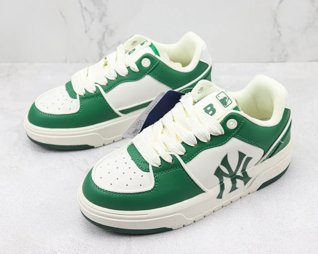 New Era Verde Blanco Suela Plataforma Cuero con Paneles Zapatillas Lifestyle 4