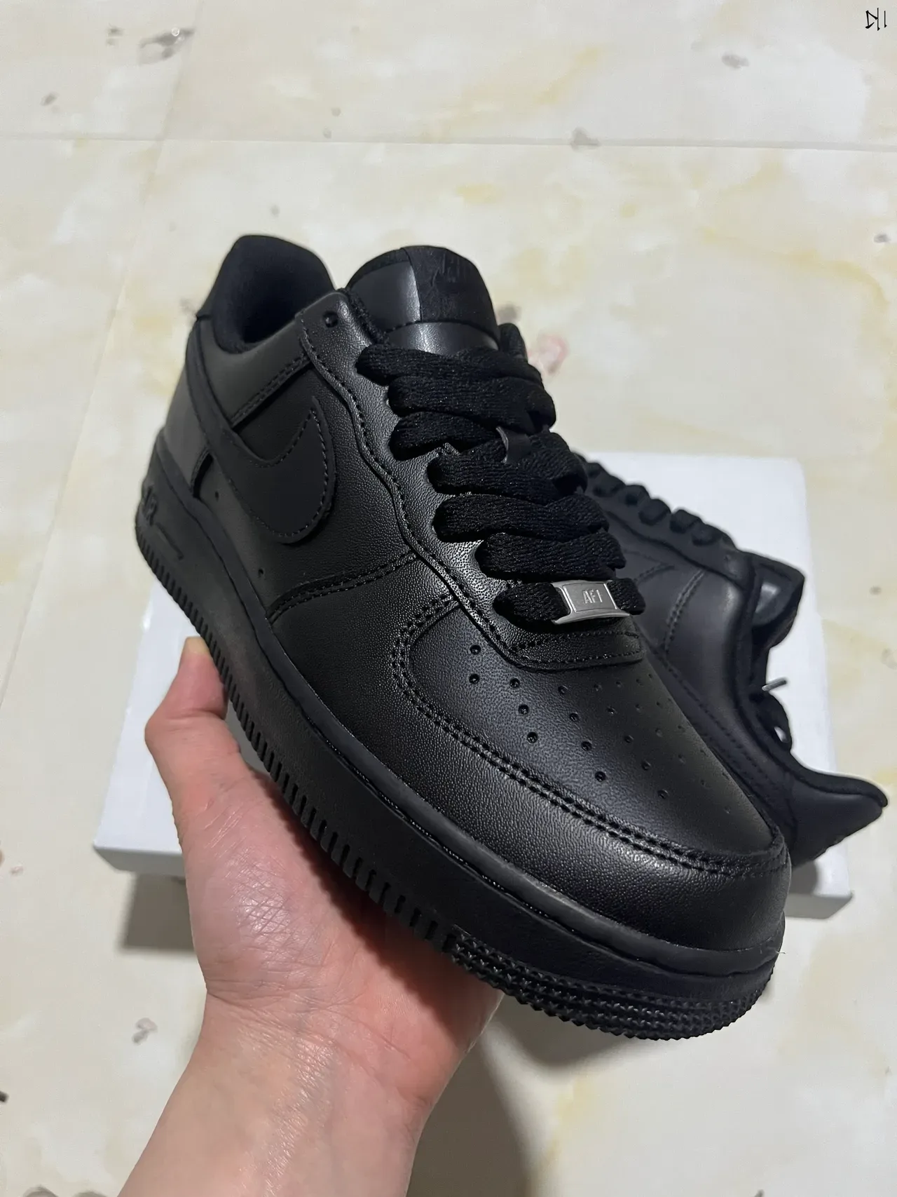 Nike Air Force 1 Black Leather Lifestyle Sneakers 2