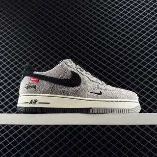 Nike Air Force 1 Low حذاء رياضي أسلوب الحياة مصنوع من الرمادي والأسود الملمس