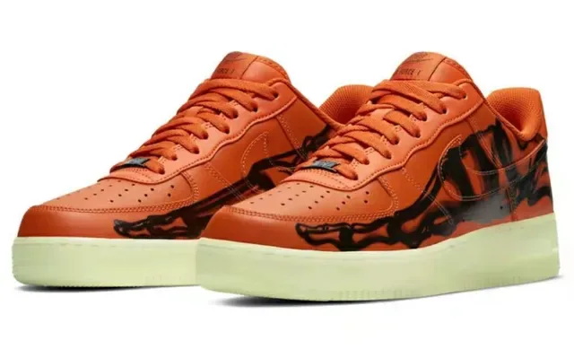 Nike Air Force 1 برتقالي أسود منخفض الجزء العلوي أصابع مثقوبة أحذية رياضية للأسلوب الحياتي 3