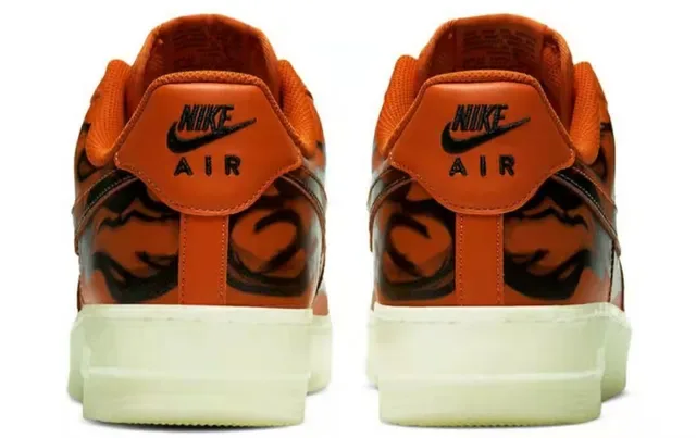 Nike Air Force 1 برتقالي أسود منخفض الجزء العلوي أصابع مثقوبة أحذية رياضية للأسلوب الحياتي 6