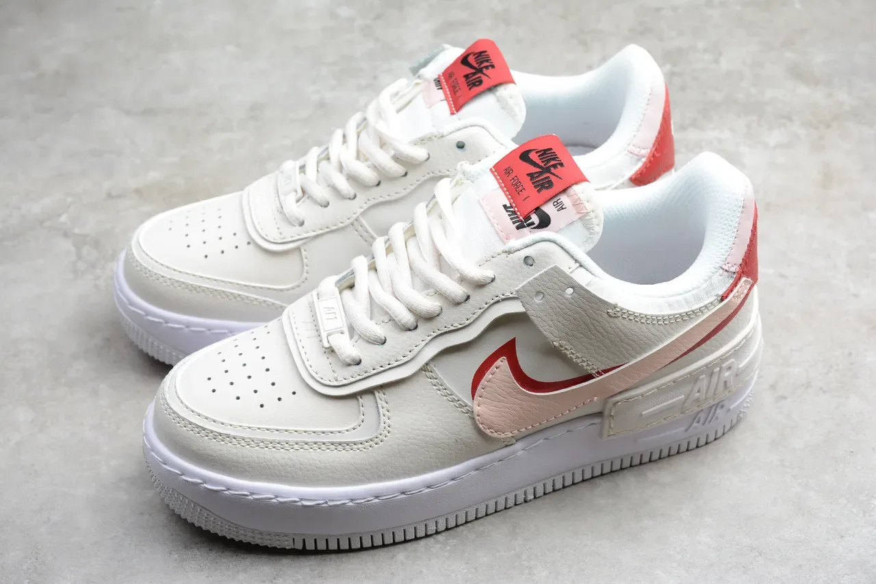 Nike Air Force 1 Shadow White Red Pink Lifestyle Sneakers 15