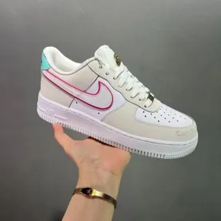 Nike Air Force 1 أبيض بيج وردي نعناع حذاء رياضي أسلوب حياة
