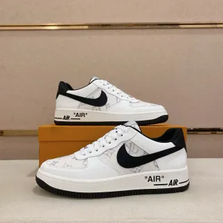 Nike Air Force 1 أبيض أسود مونوغرام شبكة أسلوب حياة سنيكر