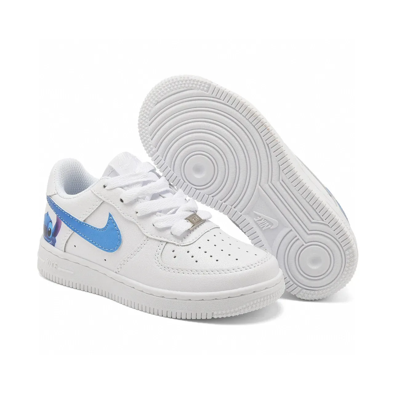 Nike Air Force 1 White Blue Low-Top Perforated Toe Lifestyle Sneakers 10