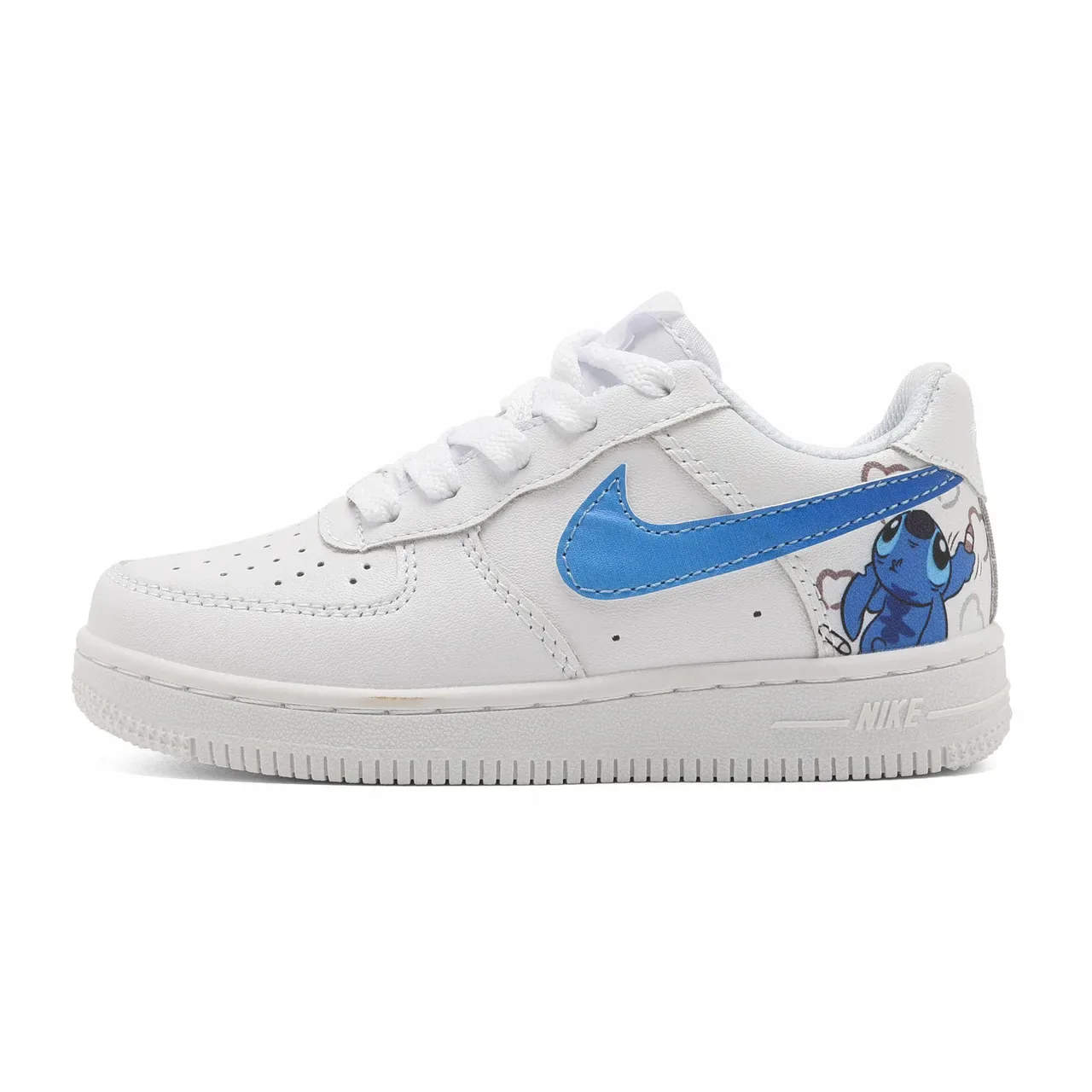 Nike Air Force 1 White Blue Low-Top Perforated Toe Lifestyle Sneakers 21