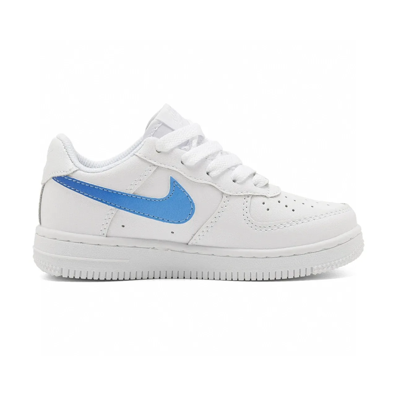 Nike Air Force 1 White Blue Low-Top Perforated Toe Lifestyle Sneakers 23