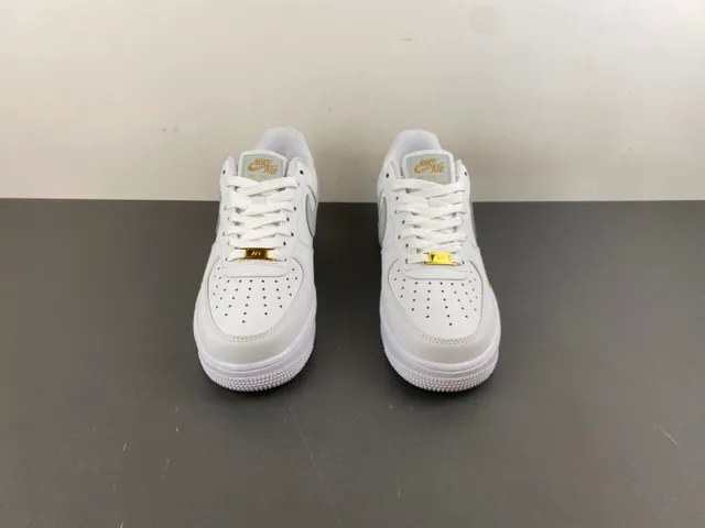 Nike Air Force 1 White Gold Low-Top Leather Upper Lifestyle Sneakers 11
