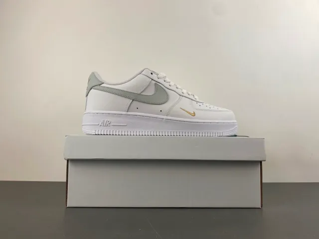 Nike Air Force 1 White Gold Low-Top Leather Upper Lifestyle Sneakers 14