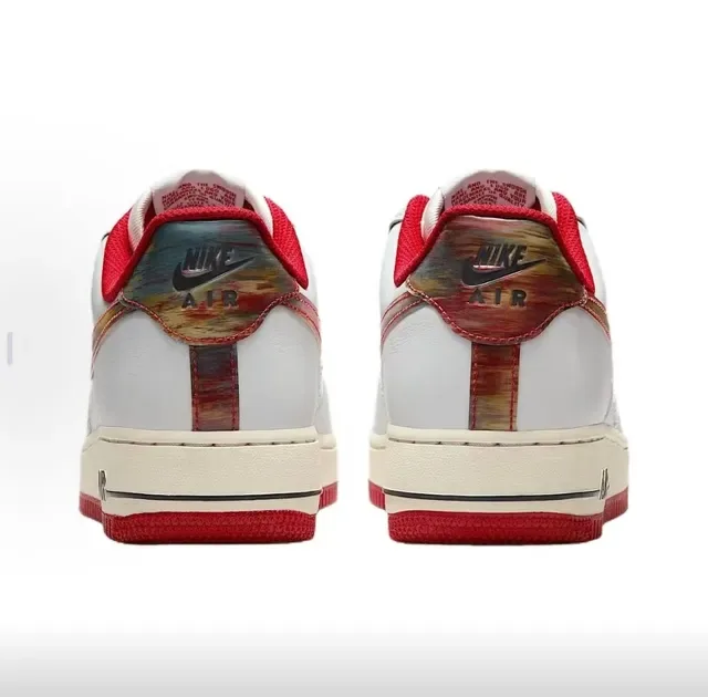 Nike Air Force 1 Chaussures Lifestyle Blanc Rouge Iridescent Swoosh 5